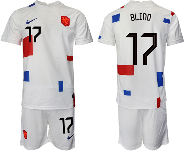 Men's White Netherlands #20 Uan de Beeh Away Soccer Jersey Suit